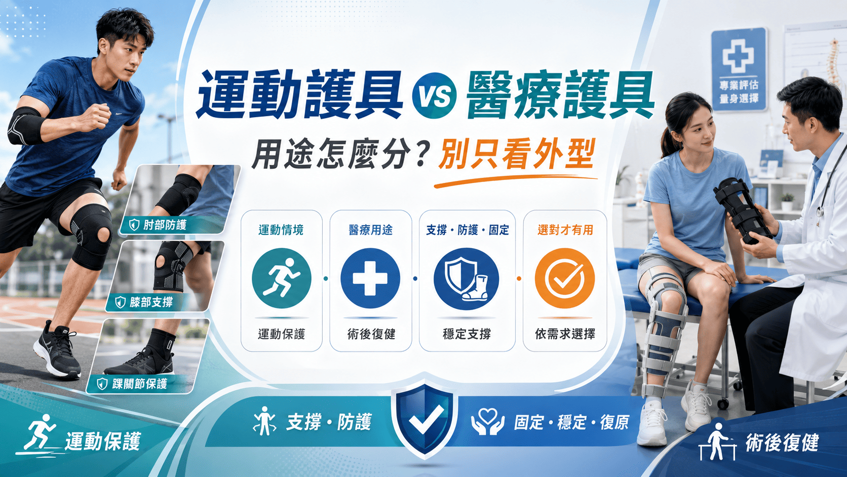 運動護具與醫療護具看起來都是「保護身體某個部位」的產品,但實際選擇時,不能只看外型、厚度或價格。